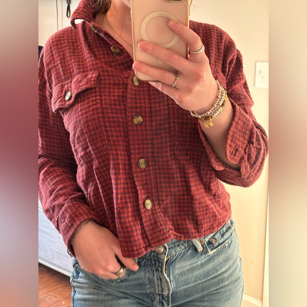American Eagle Cropped Flannel